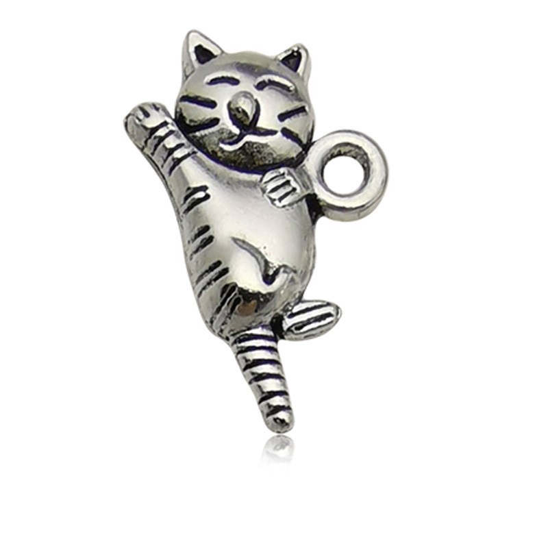 Ventas directas de fábrica 1 gato serie Xizanga plata accesorios pulsera accesorios colgante DIY accesorios animales antiguos accesorios de plata gato