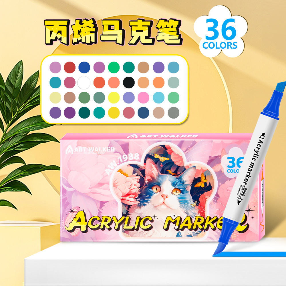 Pequeño libro rojo venta caliente doble cabeza acrílico marcador de lápiz impermeable rápido secado pintura infantil lápiz de graffiti fábrica de lápiz de acuarela de cabeza suave