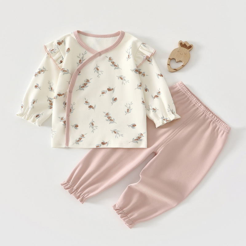 Category a Infant and Toddler Set, Pure Cotton Underwear Set for Baby Girls, 0-2 Years Old, Spring and Autumn Style, Baby Home Wear