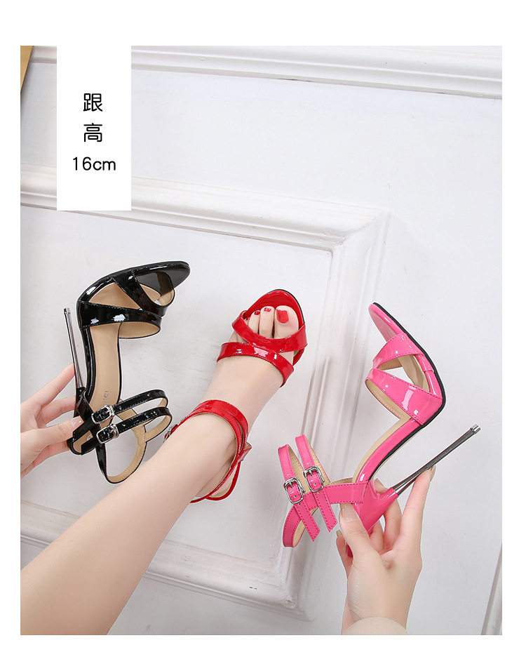 Giày cao gót mũi nhọn quai mảnh gót nhọn phong cách quyến rũ — Màu đen, Màu đỏ, Đỏ đào chi tiết 2