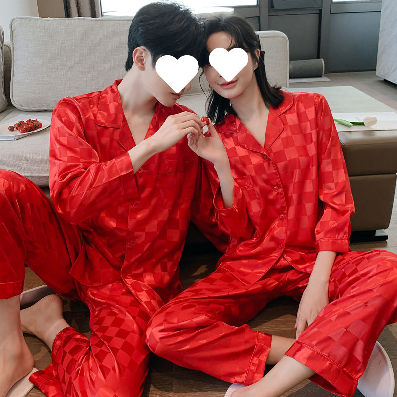 체크무늬 레드 모델 - 긴팔, 바지