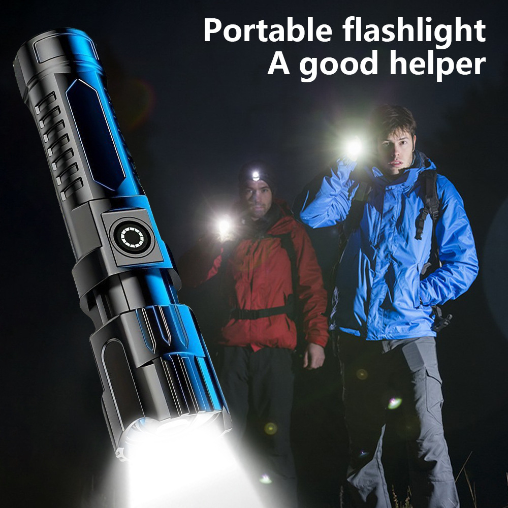 Cross-Border Popular High-Brightness Flashlight USB Rechargeable Telescopic Zoom Large Floodlight Handheld Outdoor Emergency Lighting