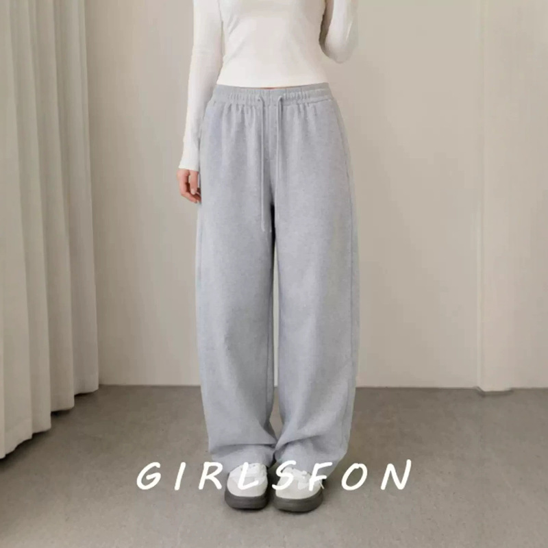 Plus-size women's gray wide-leg straight-cut long pants, 2026 autumn collection, loose-fitting and slimming casual pants, for cross-border Amazon sales Plus-size women's gray wide-leg straight-cut long pants, 2026 autumn collection, loose-fitting and slimming casual pants, for cross-border Amazon sales