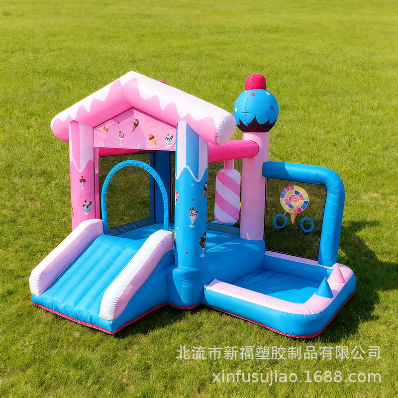 Transfronterizos para el hogar pequeño castillo de helados inflables para niños indoor y outdoor jumping cama diapositiva juguetes