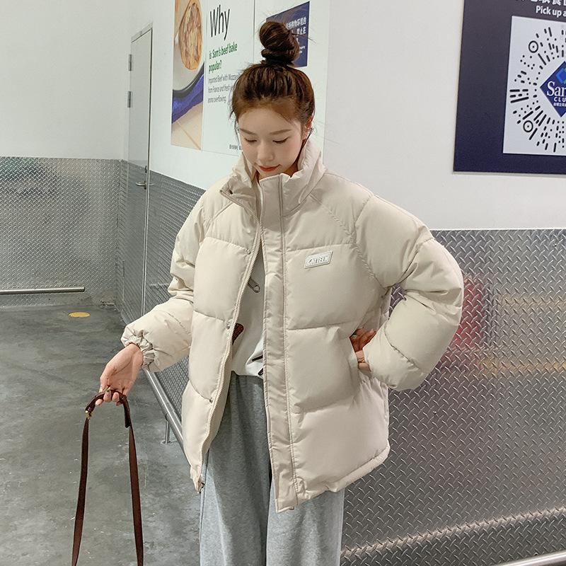 2023 Winter New Down Cotton Coat Women's Loose BF Style Stand Neck Short Cotton Coat Thickened Student Bread Shirt_voghion.com
