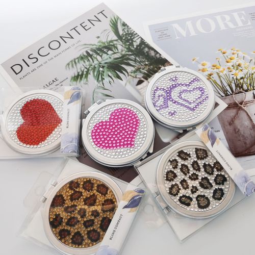 Folding Dual-Sided Mirror Handheld Makeup Mirror Portable Cute Mini Mirror Student Small Round Mirror Gift Wholesale