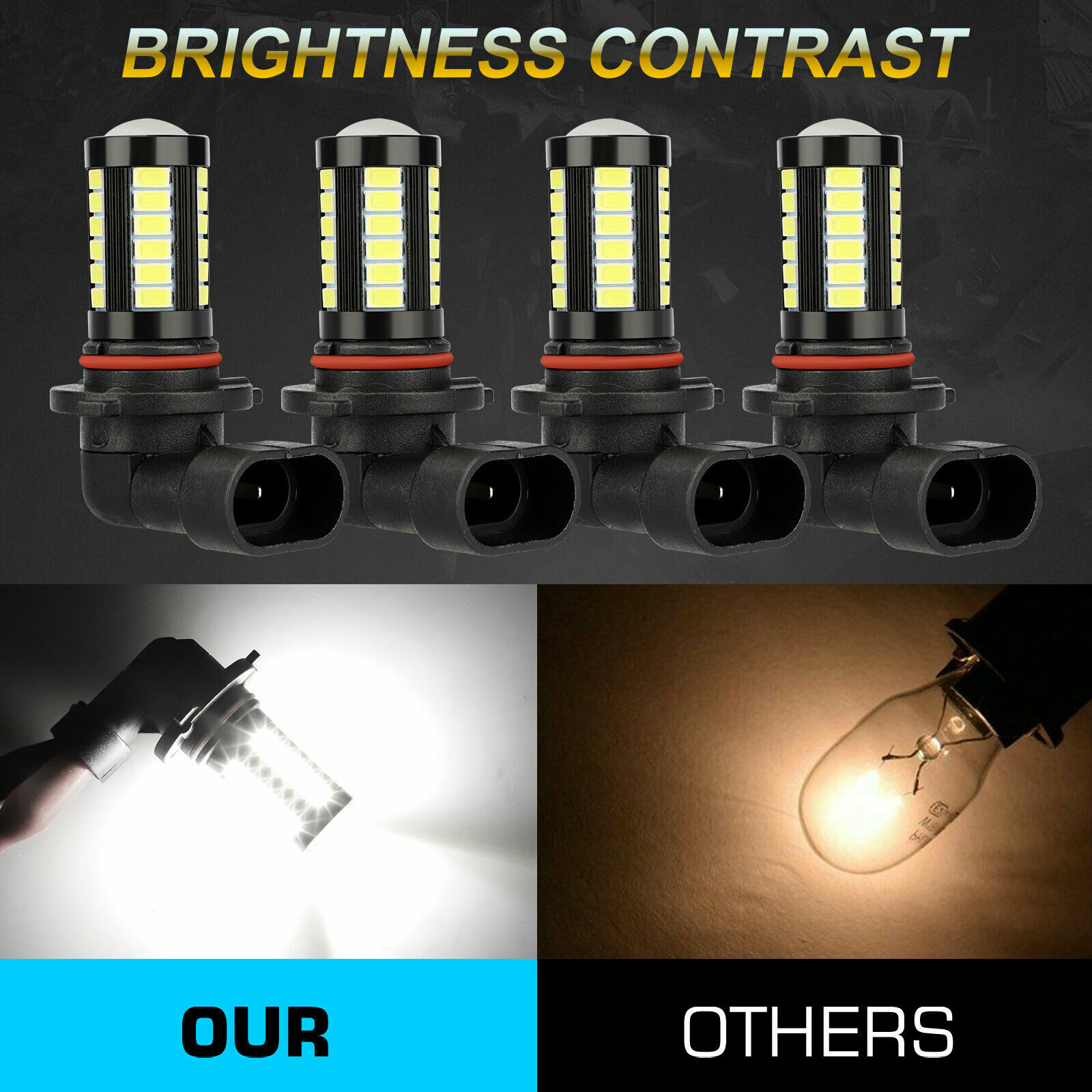 9005 + 9006 6000k luz blanca LED ampollas grandes kit de haz alto y bajo 5630 33SMD lámpara de niebla image 3