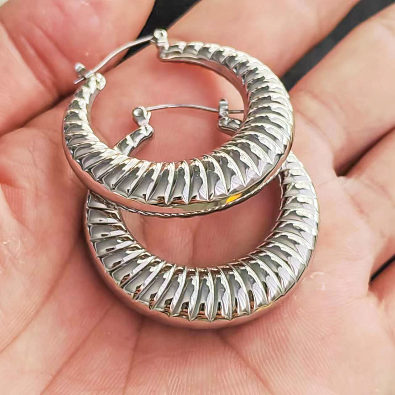 18g Weight Earrings Classification 1 Pair Fashion Circle Stainless Steel Polishing Earrings