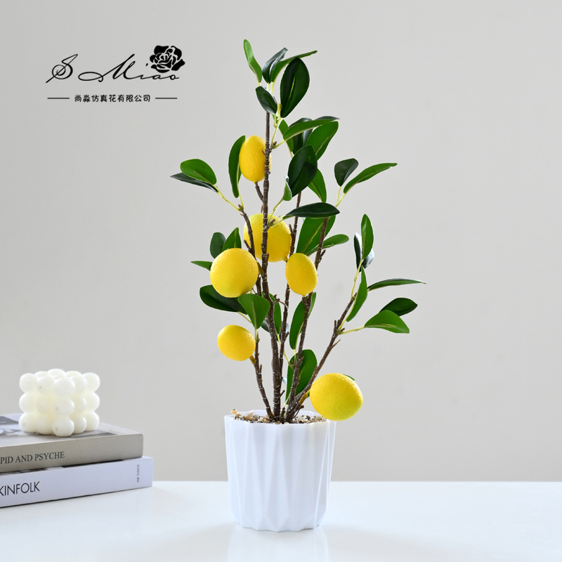 Flor artificial estilo rural fruta artificial bonsai decoración interior fábrica fuente directa flor artificial entrega de una pieza cuenca artificial image 8
