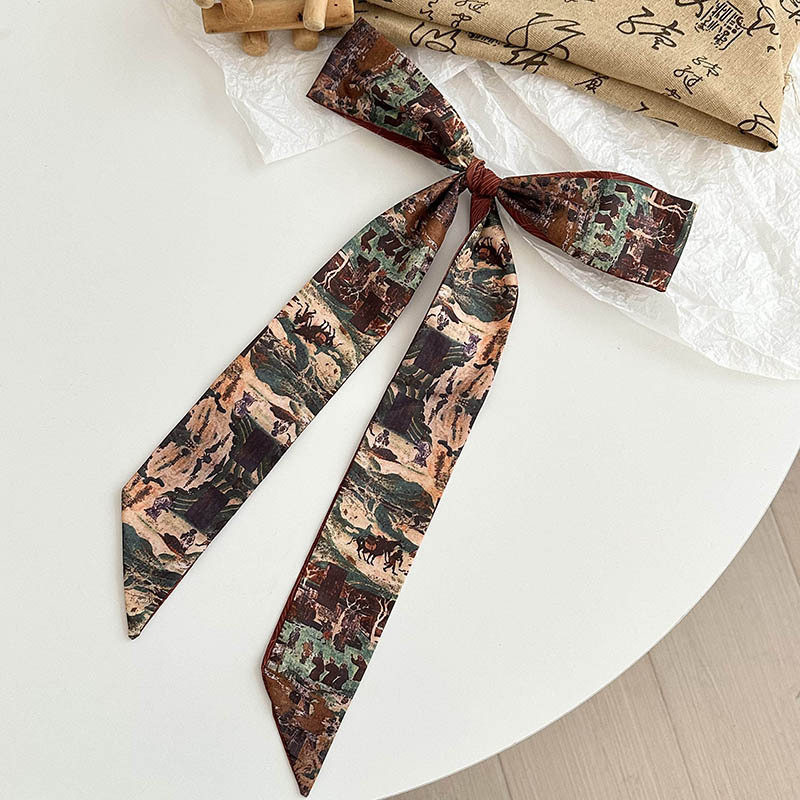 Pañuelo de seda largo, sentido de alta calidad, bufanda de estilo chino retro, pañuelo en la cabeza, cinturón para el cabello, cinta para atar, cinturón decorativo