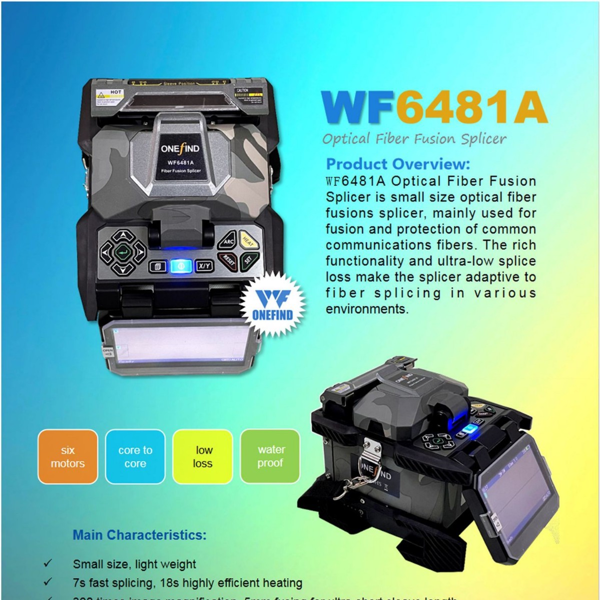 6 motors core to core 7s optical fiber fusion splicer WF6481