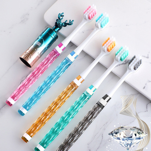 Thousand-hair toothbrush, soft bristles, adult household, high-end crystal handle, wide head, family wear, for men and women only