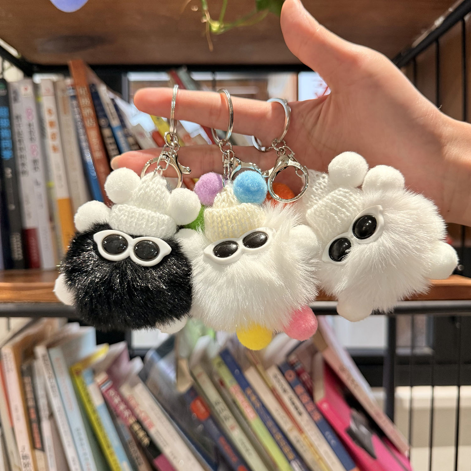 Cute Imitation Rex Rabbit Fur Small Coal Ball Bag Pendant Plush Doll School Bag Pendant Car Keychain Plush Gift