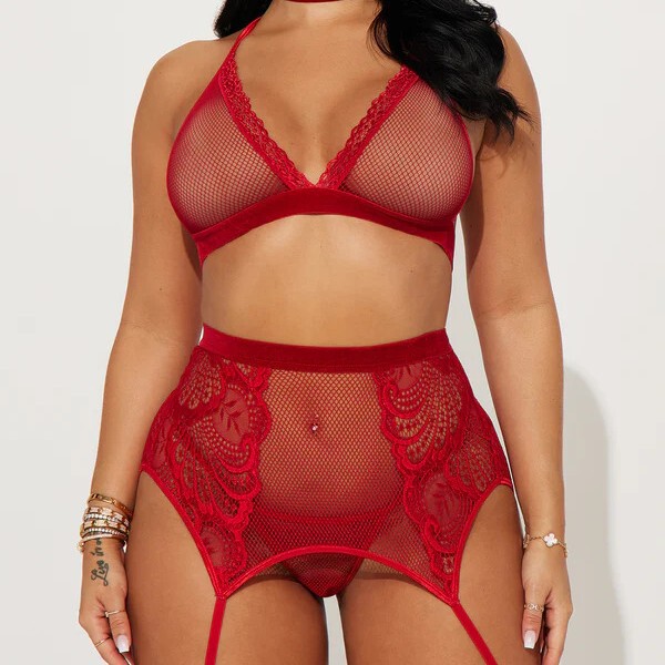 Cross-border Valentine's Day New Sexy Red Sexy Underwear Panties Women Underwear plus size suit Hollow Out