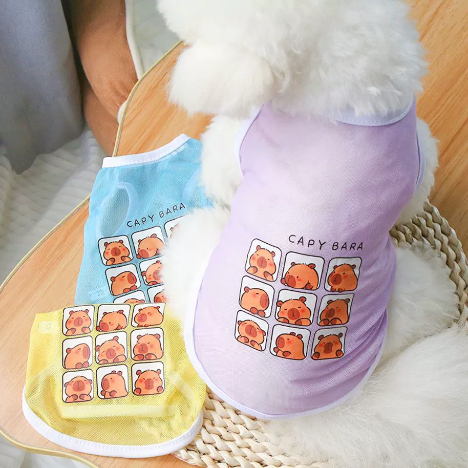 Кошки и собаки весной и летом маленькая сетка дышащая домашняя одежда тонкая одежда милый мультяшный капибарский принт одежда