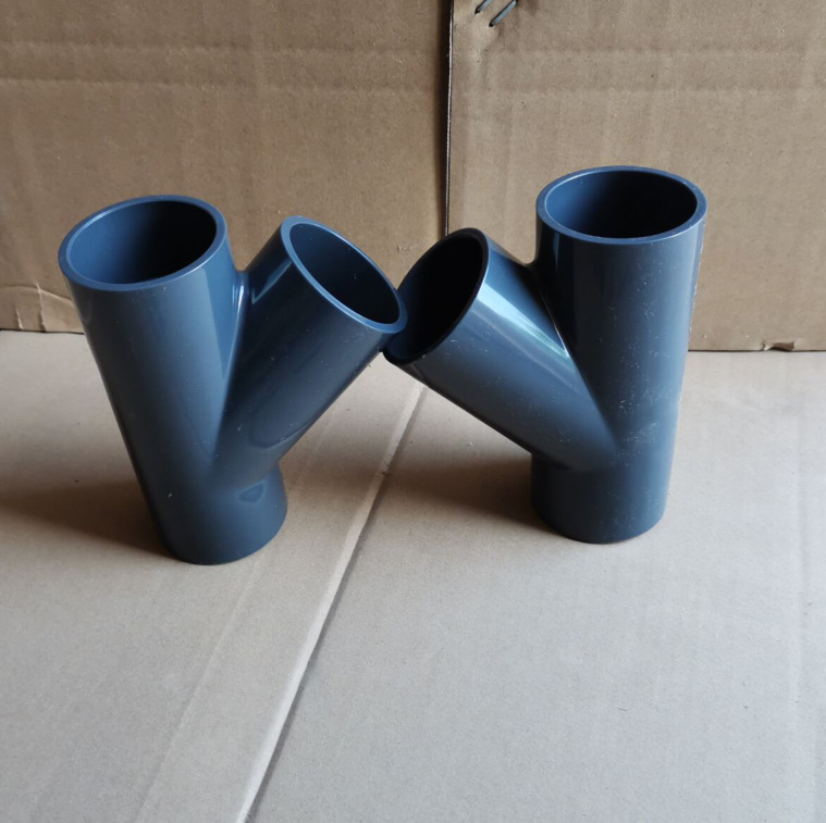 深灰色UPVC斜三通PVC-U45度斜三通 工业斜三通配件UPVC三通PN16-阿里巴巴