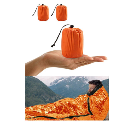 Emergency Sleeping Bag Insulation Blanket 26 Micron Orange PE Aluminum Coated Survival Camping Emergency Single Person Sleeping Bag Amazon