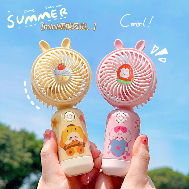 Милый мультфильм портативный маленький вентилятор перезаряжаемый Студент Дети DIY портативный ветер беззвучный открытый вентилятор