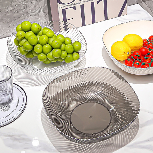 One piece drop shipping light luxury style transparent fruit plate plastic fruit plate home living room coffee table snacks candy plate high appearance
