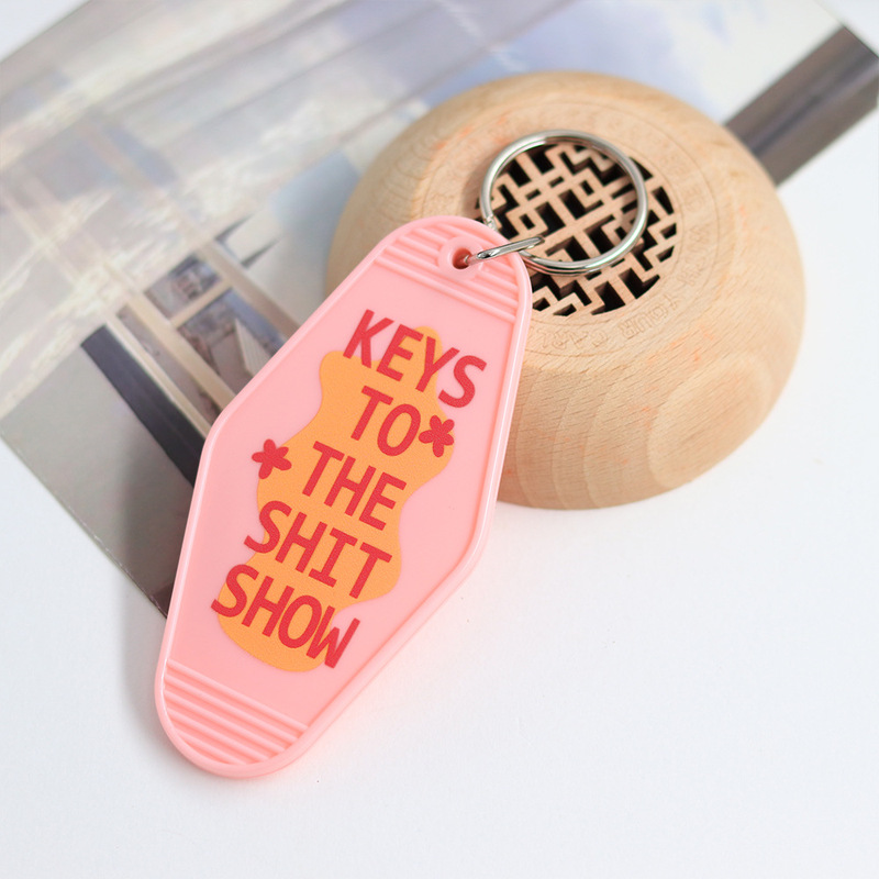 Nonsense Keychain Flower Graffiti Key Tag English Slogan Pink Keychain Simple Backpack Accessories