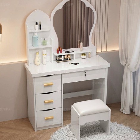 Dresser Makeup Table Cosmetics Table cómoda, pequeña habitación, simple Gabinete de cubo, Mesa de maquillaje integrada