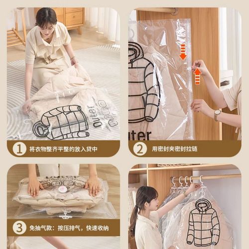 Hanging transparent down jacket compression bag, air vacuum bag, large clothing storage bag, multi-size