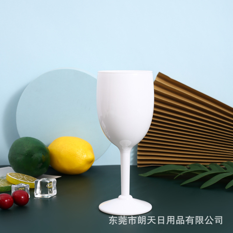 工厂直供白色塑料高脚红酒杯PC亚克力酒杯酒吧聚会场所现代酒杯