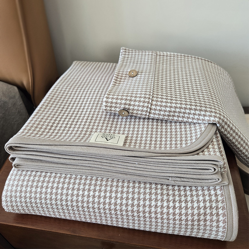 传统全棉色织提花老粗布床单三件套纯棉粗布特厚加厚包边原棉床单