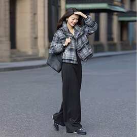 2026复古格子宽松立领小个子保暖棉服女短款学生外套冬季新款加厚