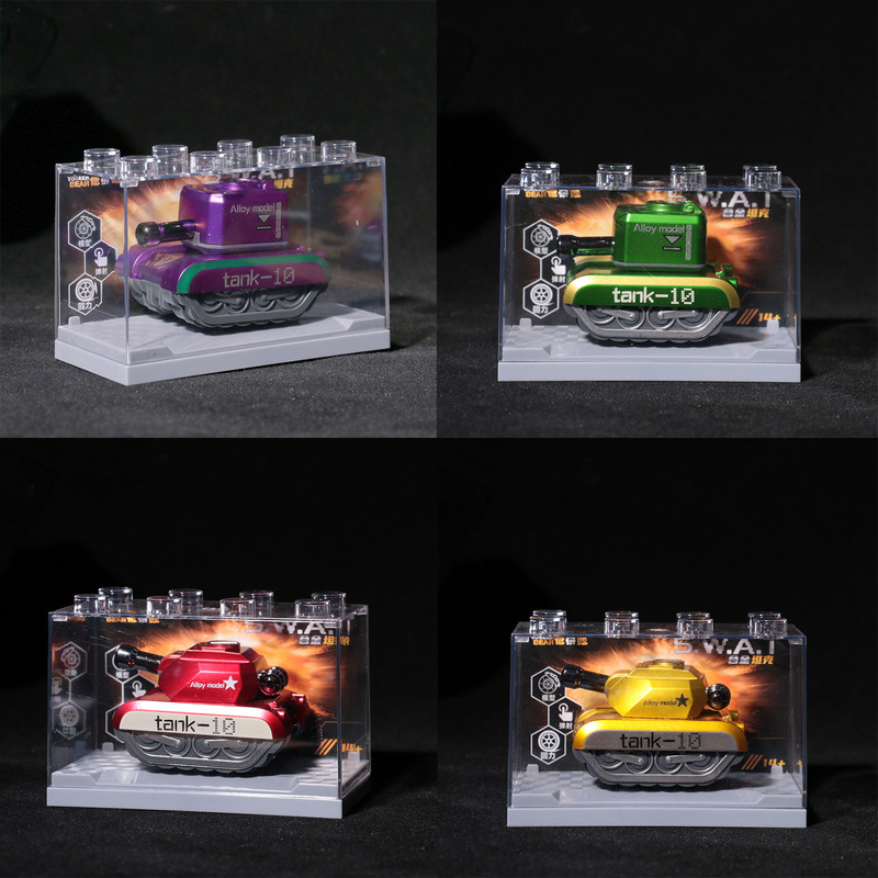 Alloy Tank Kidsren's Pull-Back Toy Boy Military Vehicle Can Launch Armored Model Transparent Display Box Ornaments