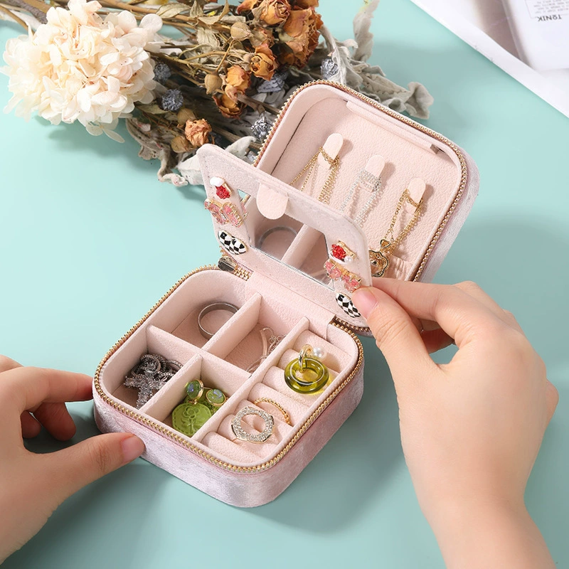 Handheld storage system with zipper, accessory, storage box, earrings, ring