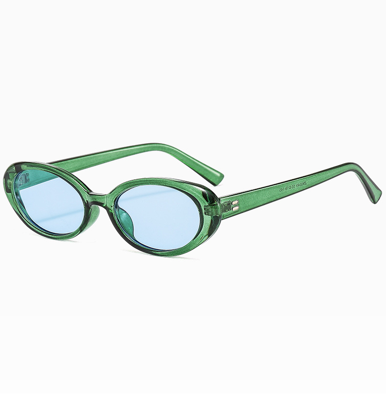 New Fashion Oval Frame Solid Contrast Color Sunglasses Wholesale Nihaojewelry display picture 4