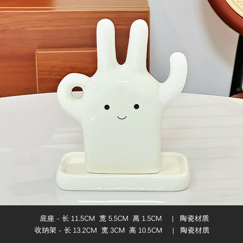 可爱手指首饰架家用客厅卧室创意陶瓷戒指耳环收纳架子桌面收纳盒|undefined