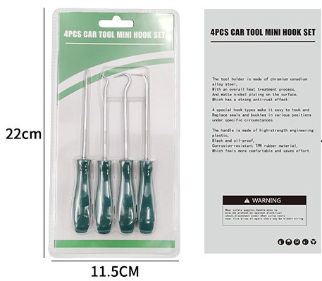4-Piece Oil Seal Hook Set, Tire Repair Car Maintenance Tool, O-Ring Seal Puller, Driver Removal Set