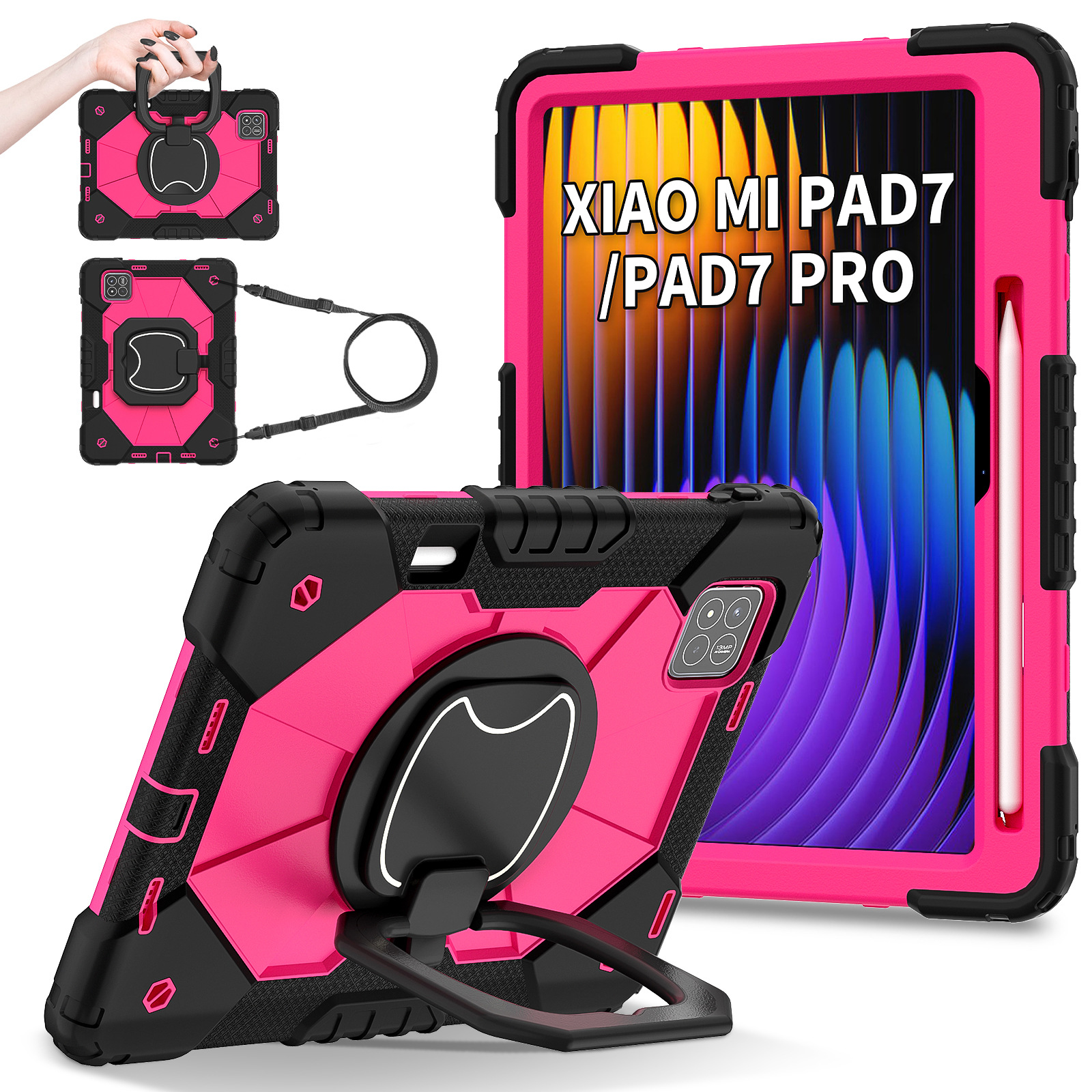 Funda para Tableta con Ranura para Lápiz para Xiaomi Pad 7 / Pad 7 Pro, A prueba de golpes, Con soporte, Anti-caída