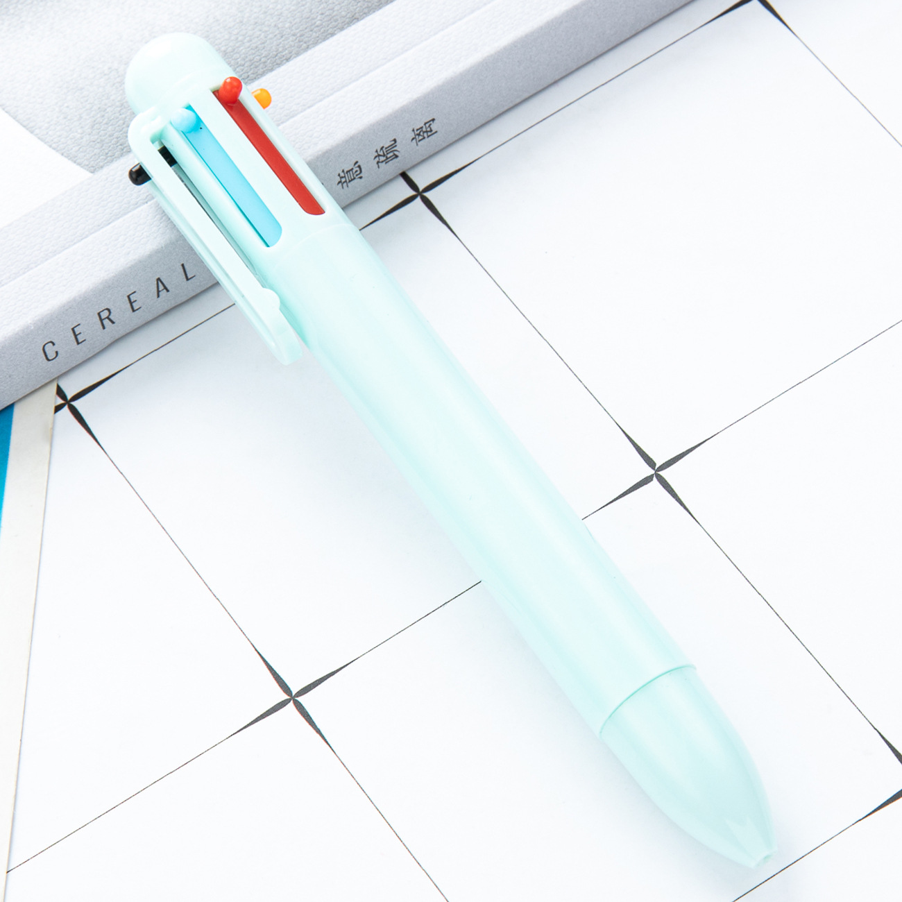 Bolígrafo de plástico multicolor creativo tipo de prensa 6 colores en uno bolígrafo de color para estudiantes papelería bolígrafo multifuncional