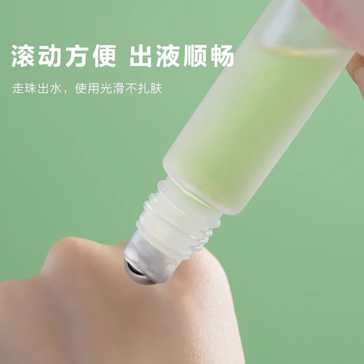 Cubierta de grano de madera botella de rodillo botella de aceite esencial de vidrio esmerilado 5ml10ml cosmético sub-embalaje botella de cuentas pequeña botella de muestra al por mayor