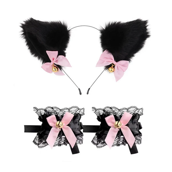 Pure black+lace bracelet one pair