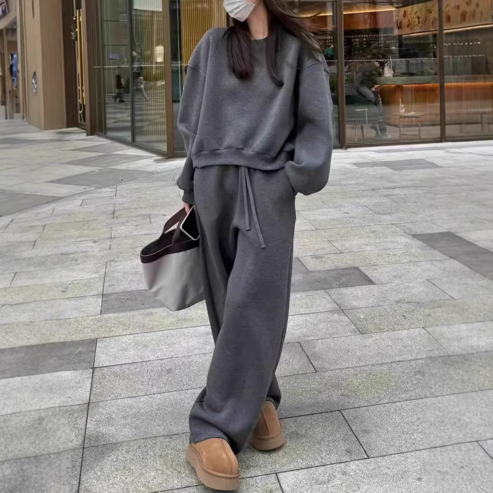 ActiveGo Trendy Fashion Sweatshirt Sports For Women 2025 Autumn Winter Slim Loose Korean Style Student Casual Two-Piece Running_desvips.com