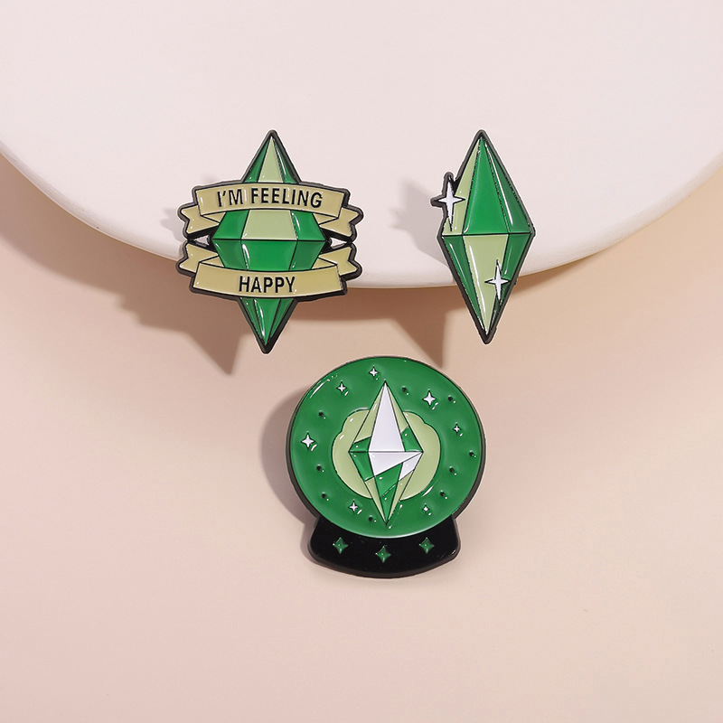 Green gem animation brooch I feel happy Joker clothing accessories game peripheral crystal wholesale
