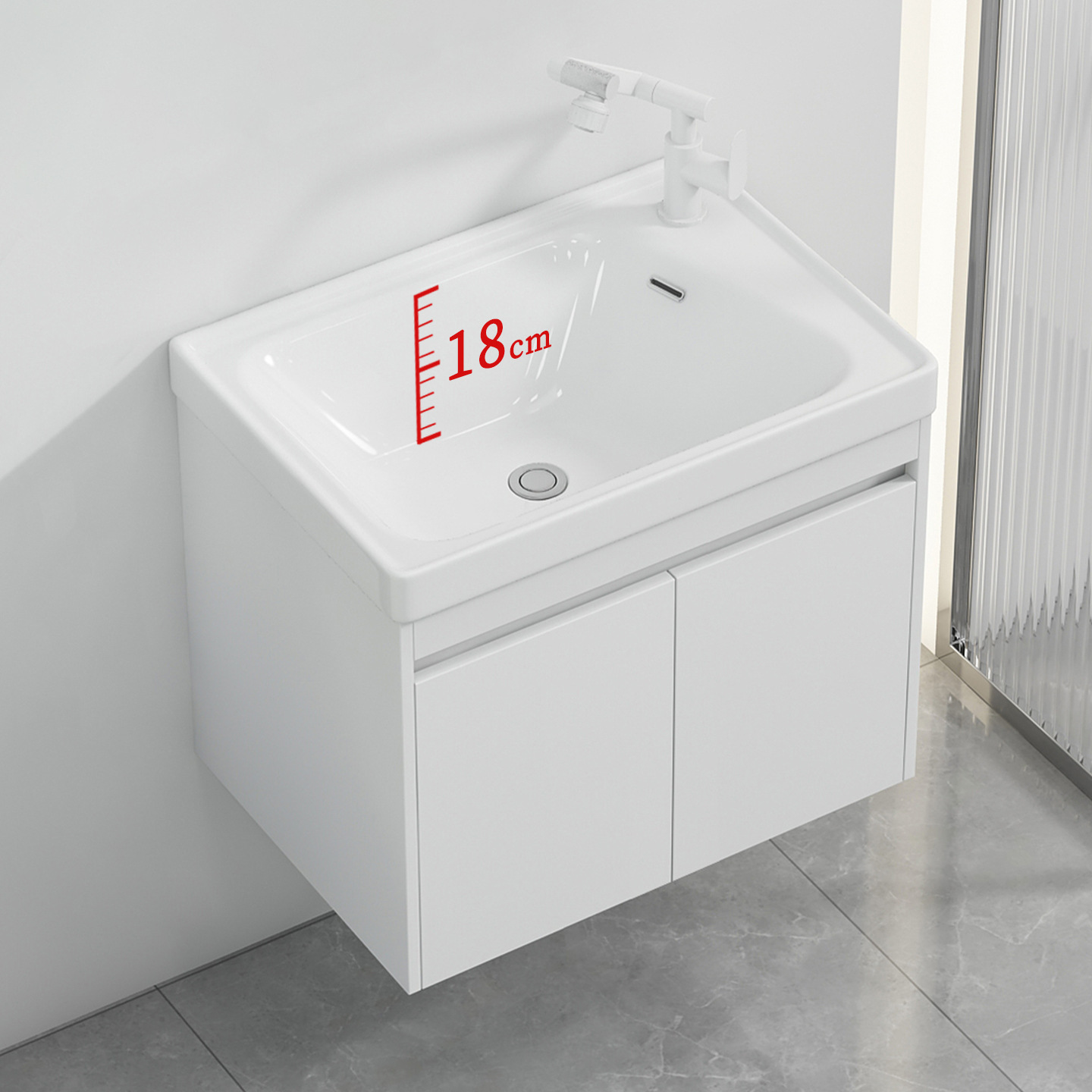 Honeycomb Aluminum Bathroom Cabinet Combination Wash Basin Bathroom Integrated Ceramic Wash Basin Small Apartment Deep Wash Basin