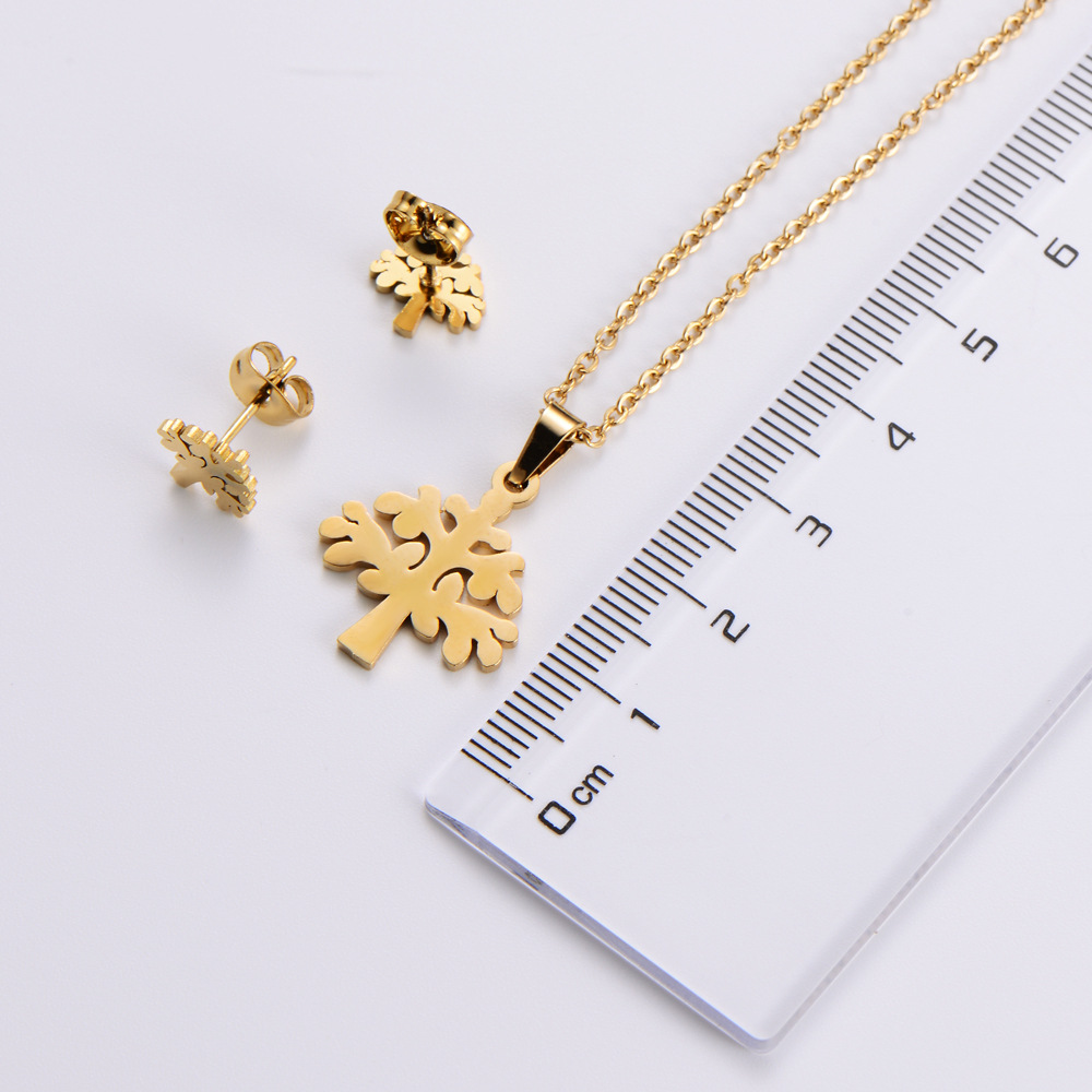 Stainless Steel Christmas Tree Pendants Necklace Earrings Set