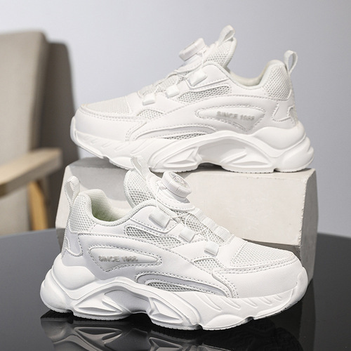 Children's shoes new student girl children white running shoes button shoes boy children sports shoes
