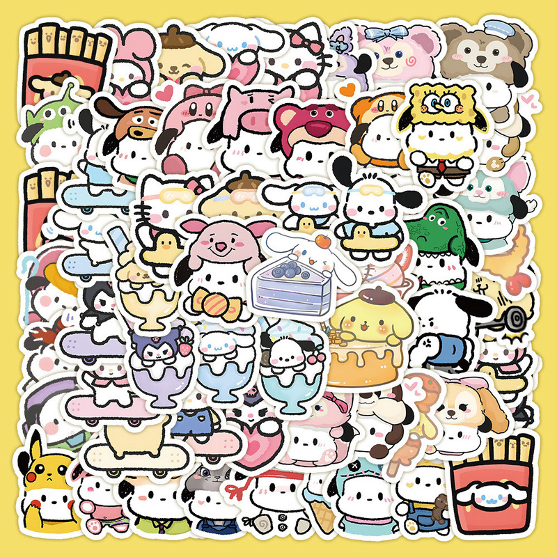 100 pieces of non-repeating cute Q version cartoon image stickers hand account notebook decoration small pattern high color value