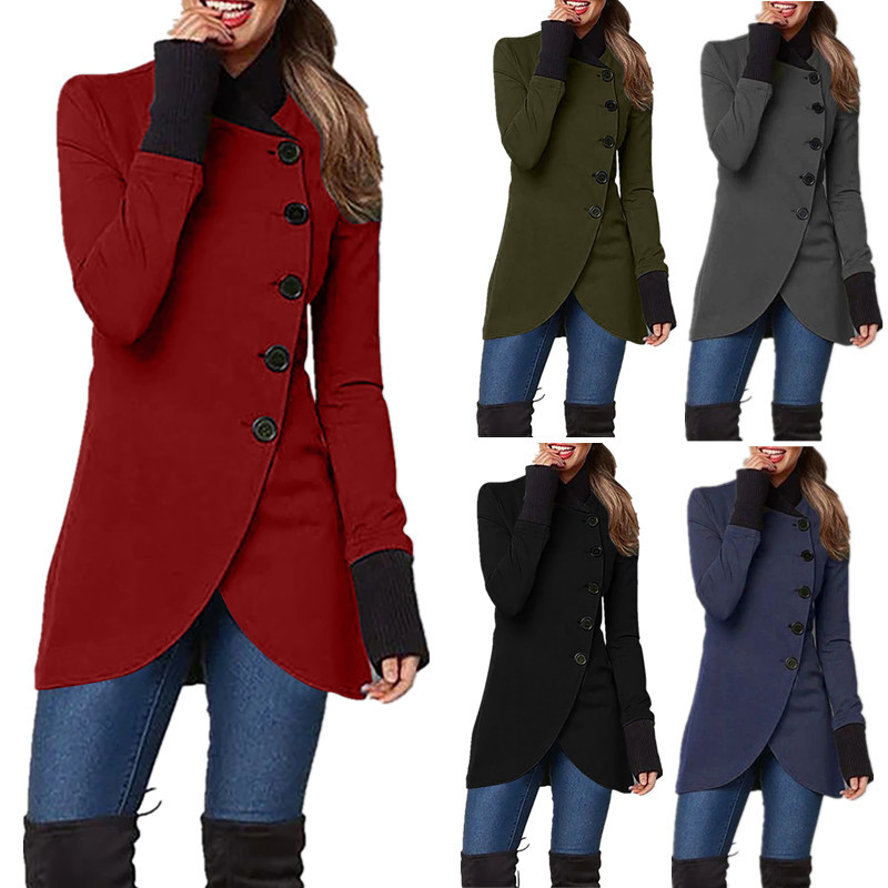 Women's Fashion Solid Color Patchwork Single Breasted Coat display picture 1