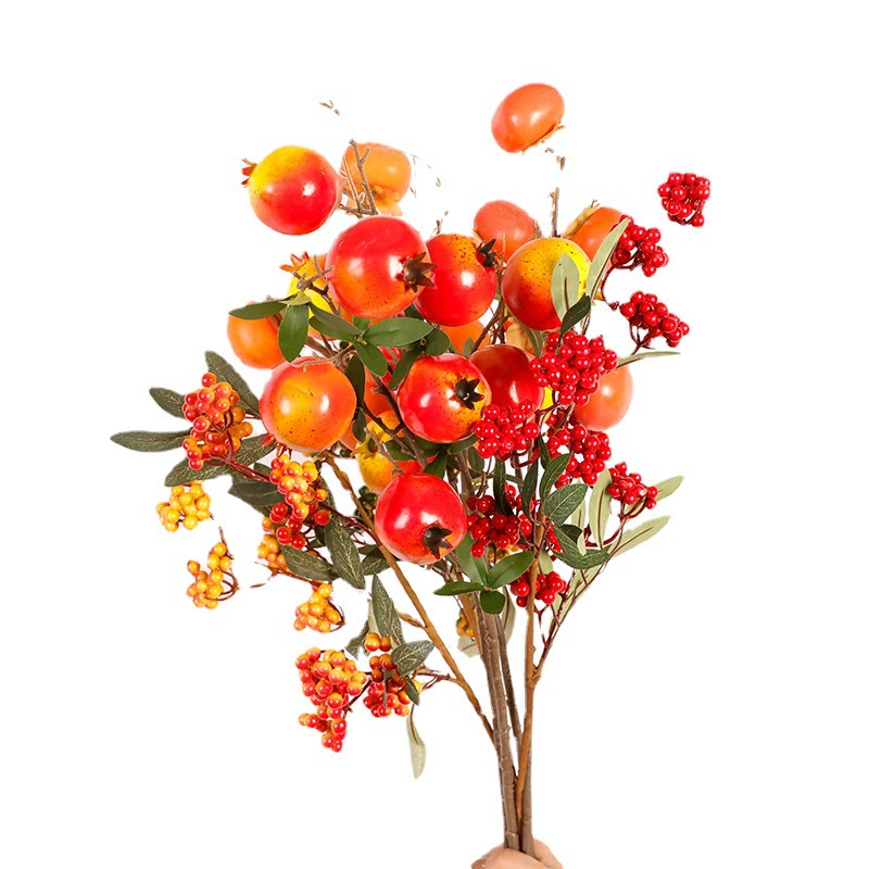 Fujiao New Year Flower Material Wholesale Simulation Flower Winter Qing You Gali Pomegranate Persimmon DIY Materials
