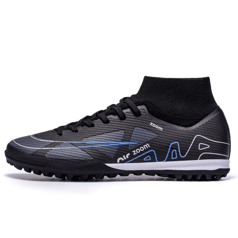 Zapatos de Fútbol de Caña Alta TF AG de Cuero Sintético y TPU Ligero para Césped Natural y Artificial