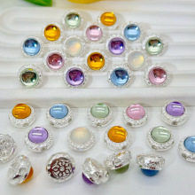 新款圆形镶钻多色四通孔锆石戒面 diy串珠手链项链手机链隔珠配饰