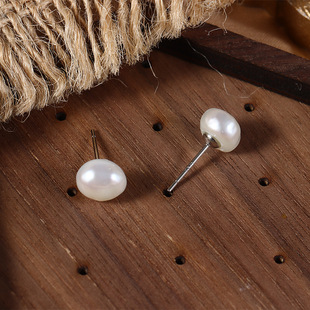 Baroque Asymmetrical Special-Shaped Natural Pearl Earrings Broken Silver 6-7mm Earrings S925 Sterling Silver Needle Wholesale