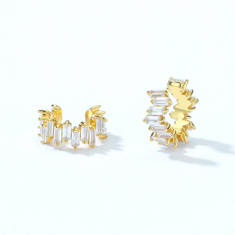 Fashion Geometric Irregular Shape Inlaid Zircon S925 Sliver 10k Gold Ear Clip display picture 1